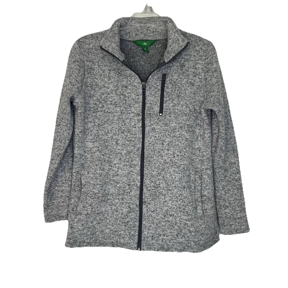 Women’s Size M Heathered Gray Zip Up Lightweight Jacket 3 Pockets Cozy Warm